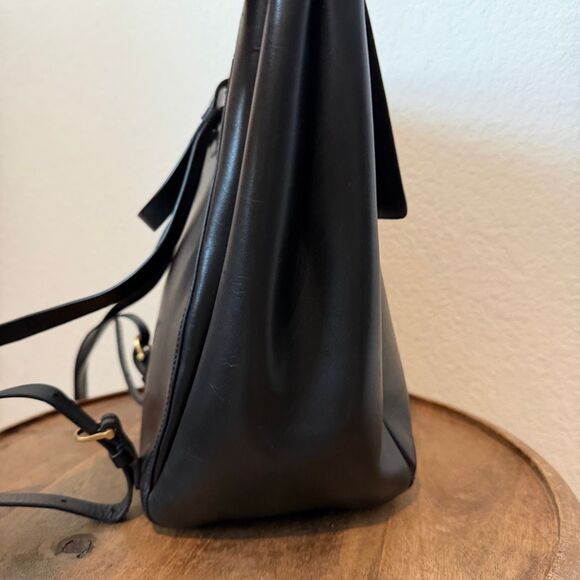 Aritzia Alxiliary Black Smooth Leather De Bray Backpack Book Bag Purse Women's - Picture 8 of 13